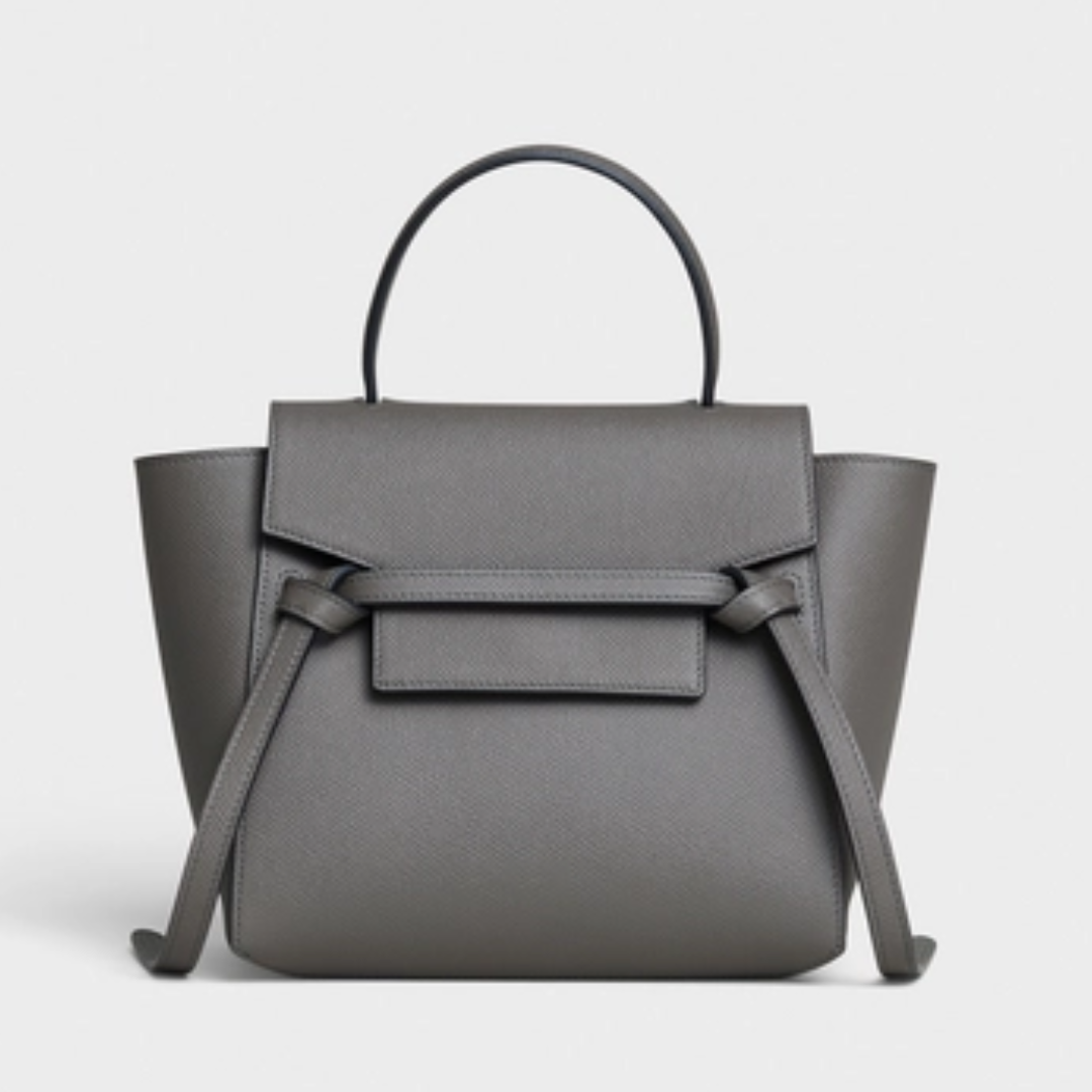Cici Large In Pure Leather Grey - Carry City