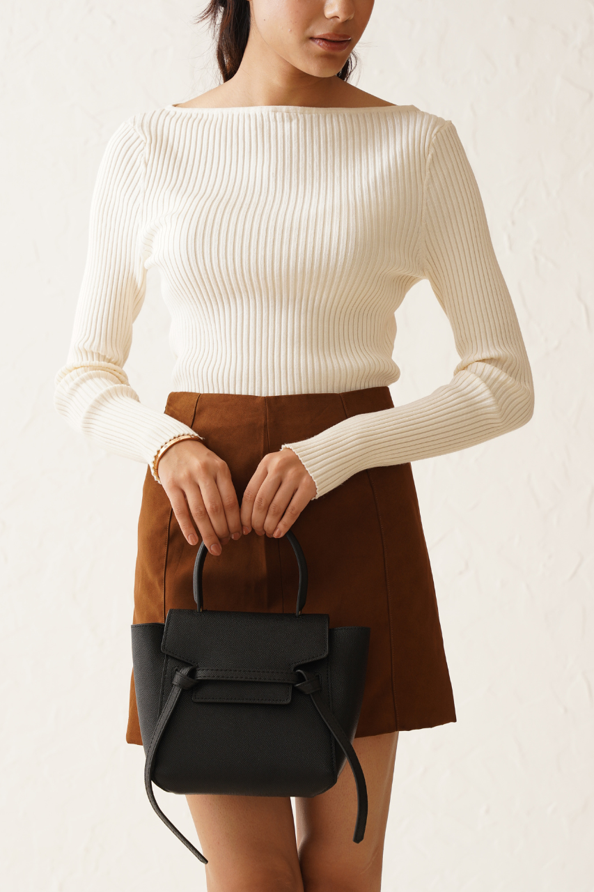 Cici Mini In Pure Leather Black - Carry City