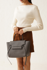 Cici Large In Pure Leather Grey - Carry City