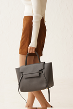 Cici Large In Pure Leather Grey - Carry City