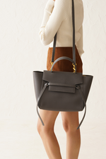 Cici Large In Pure Leather Grey - Carry City