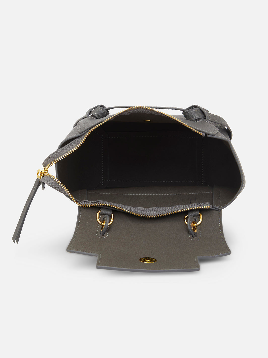 Cici Large In Pure Leather Grey - Carry City